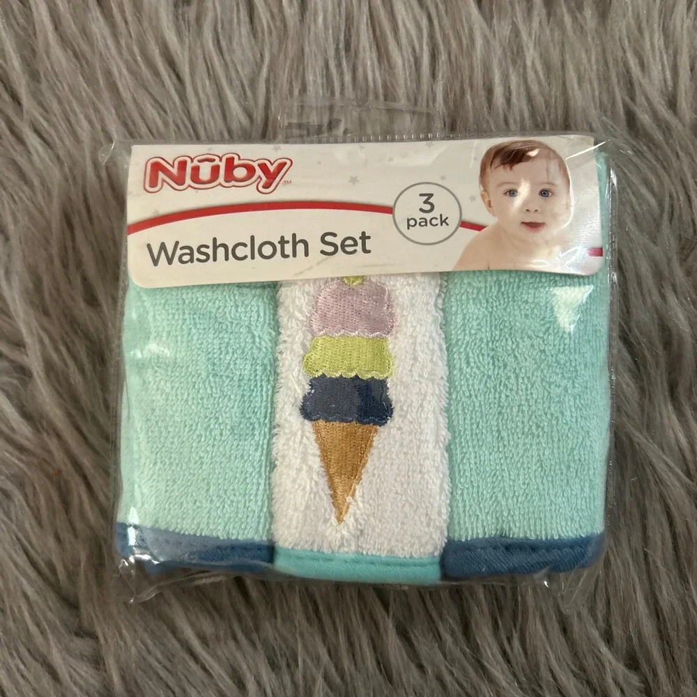 Nuby Baby Washcloth Set 3 Pack Washcloths